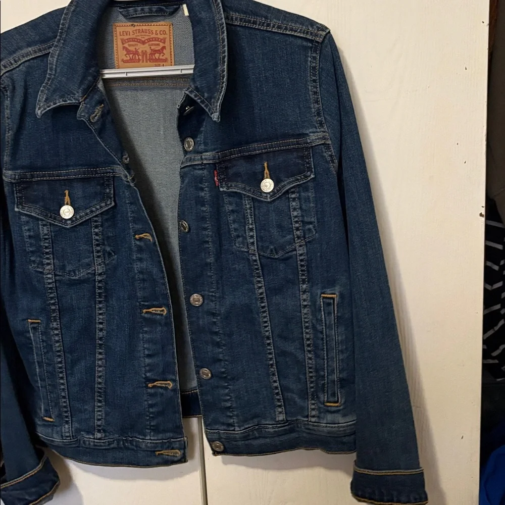 Levi's Dark Blue Denim Jacket Size L - Picture 4 of 12
